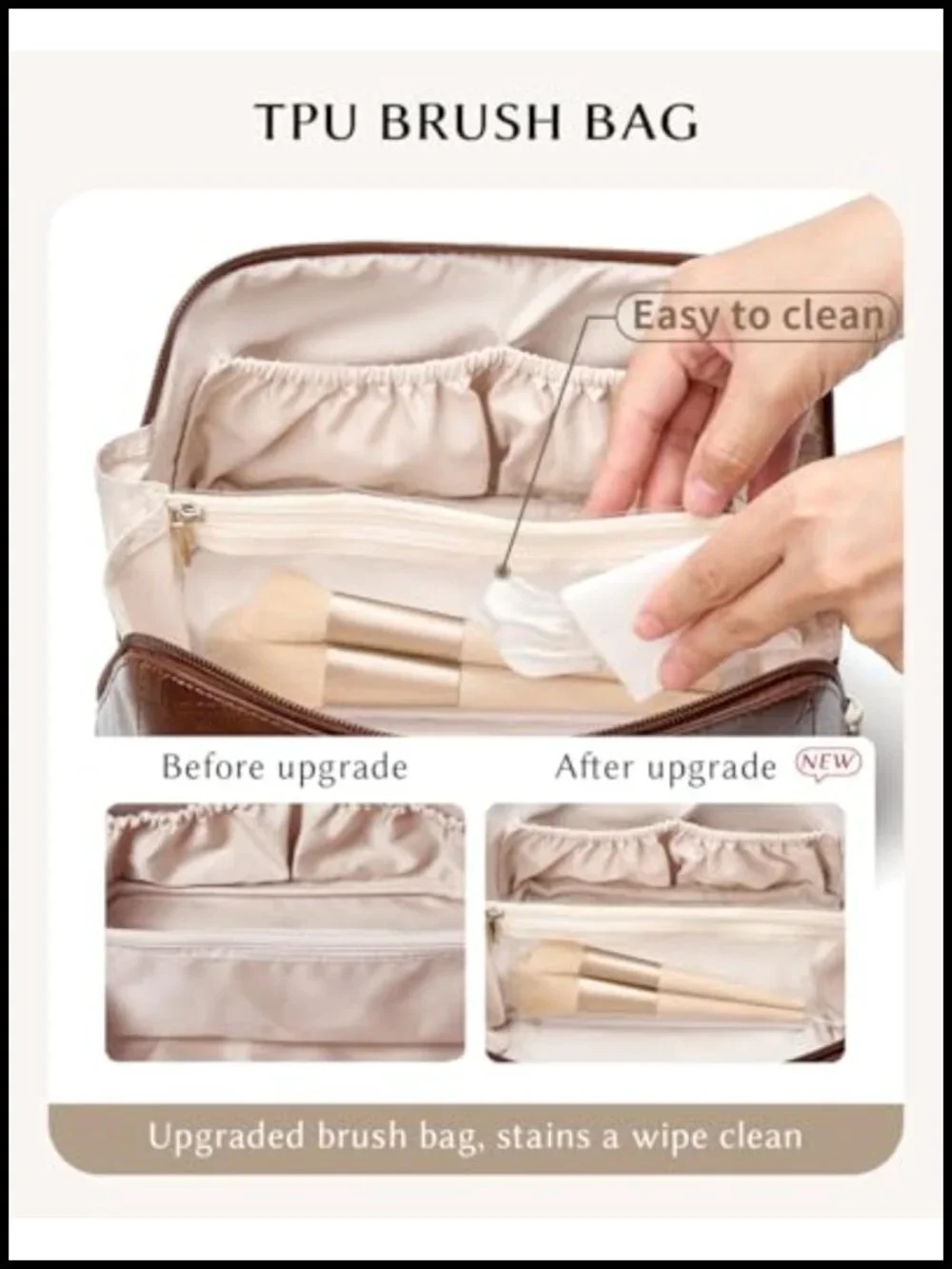 Waterproof PU Leather Travel Makeup Bag Cosmetic Organizer Pouch with Divider